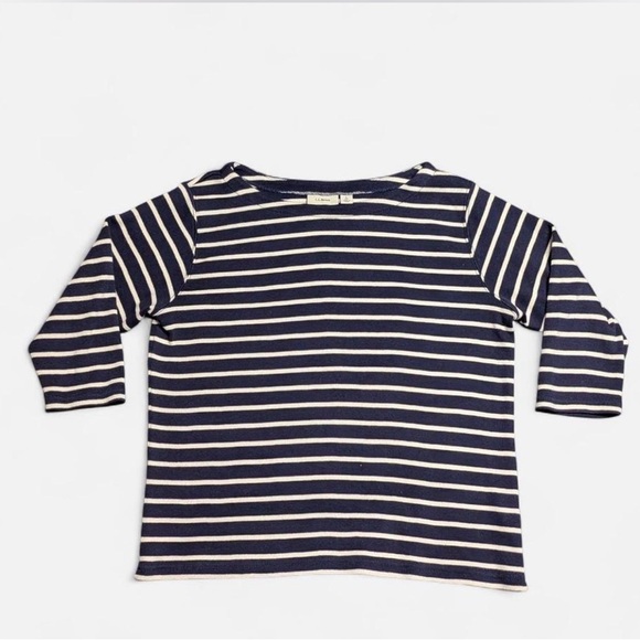 L.L.Bean Navy White Striped Cotton Long Sleeve Top L Petite - Picture 6 of 6